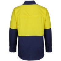 JB's Wear 6HNRL Hi Vis Ripstop L/S Fishing Shirt - Back View | color:Yellow/Navy|view:back