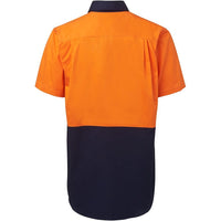 JB's Wear 6HWS Hi Vis S/S 190G Work Shirt - Back View | color:Orange/Navy|view:back