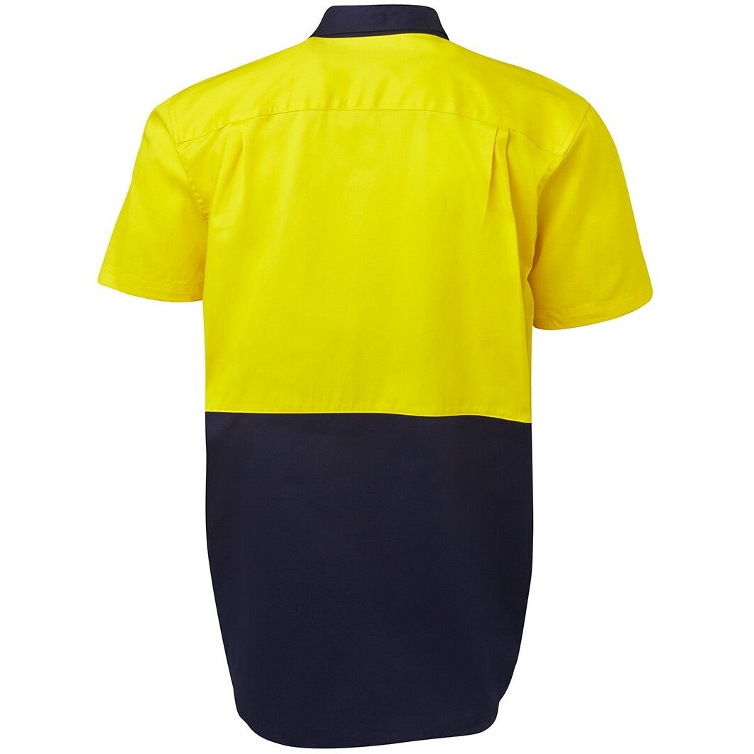 JB's Wear 6HWS Hi Vis S/S 190G Work Shirt - Back View | color:Yellow/Navy|view:back