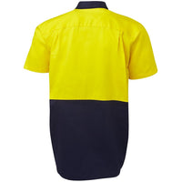 JB's Wear 6HWS Hi Vis S/S 190G Work Shirt - Back View | color:Yellow/Navy|view:back