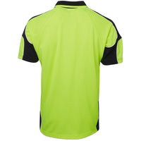JB's Wear 6AP4S Hi Vis S/S Arm Panel Polo - Back View | color:Lime/Black|view:back