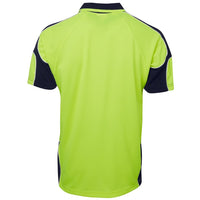 JB's Wear 6AP4S Hi Vis S/S Arm Panel Polo - Back View | color:Lime/Navy|view:back
