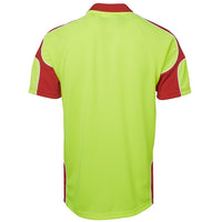 JB's Wear 6AP4S Hi Vis S/S Arm Panel Polo - Back View | color:Lime/Red|view:back