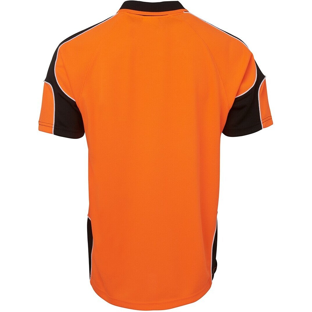 JB's Wear 6AP4S Hi Vis S/S Arm Panel Polo - Back View | color:Orange/Black|view:back