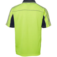 JB's Wear 6AT4S Hi Vis S/S Arm Tape Polo - Back View | color:Lime/Navy|view:back
