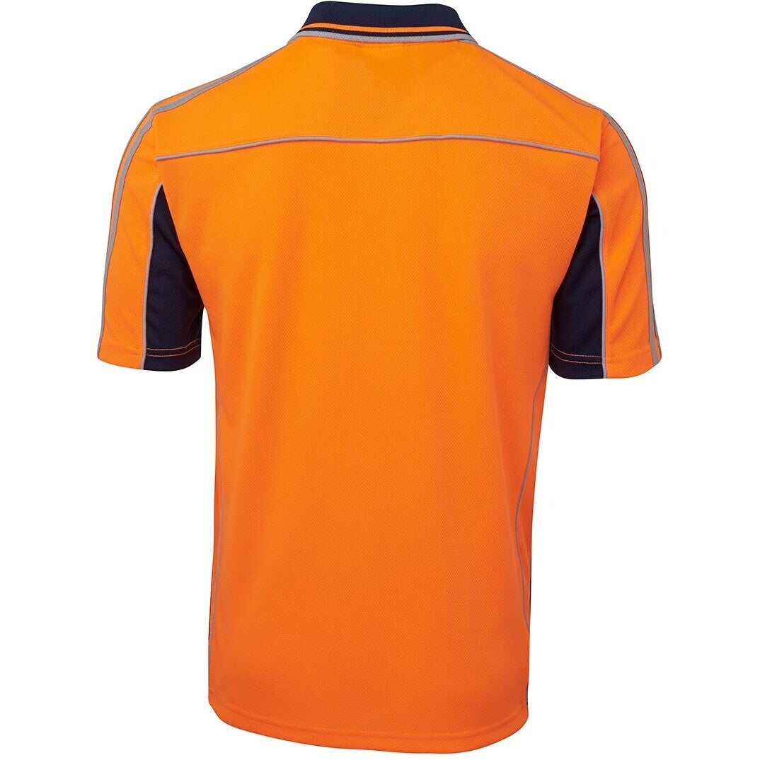 JB's Wear 6AT4S Hi Vis S/S Arm Tape Polo - Back View | color:Orange/Navy|view:back