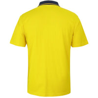 JB's Wear 6HVQS Hi Vis S/S Cotton Pique Trad Polo - Back View | color:Yellow/Navy|view:back