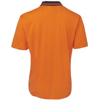 JB's Wear 6CPHV Hi Vis S/S Cotton Polo - Back View | color:Orange/Navy|view:back