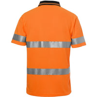 JB's Wear 6HVST Hi Vis S/S (D+N) Traditional Polo - Back View | color:Orange/Navy|view:back