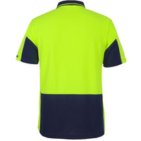 JB's Wear 6HVGS Hi Vis S/S Gap Polo - Back View | color:Lime/Navy|view:back