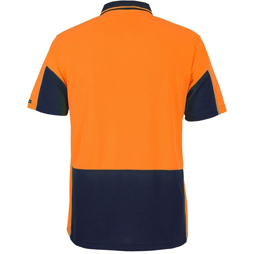JB's Wear 6HVGS Hi Vis S/S Gap Polo - Back View | color:Orange/Navy|view:back