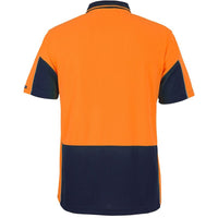 JB's Wear 6HVGS Hi Vis S/S Gap Polo - Back View | color:Orange/Navy|view:back