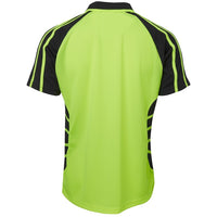 JB's Wear 6HSP Hi Vis S/S Spider Polo - Back View | color:Lime/Black|view:back