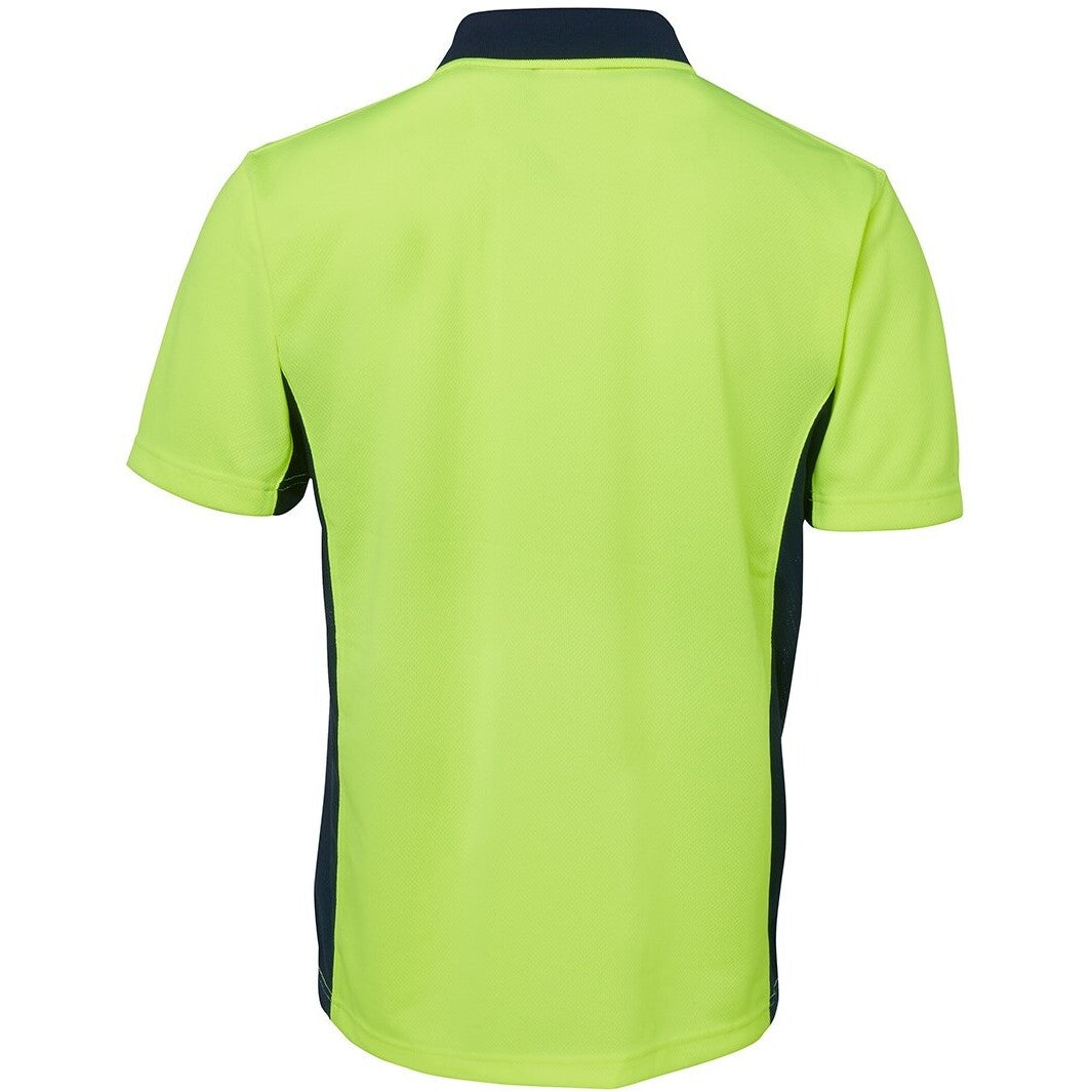 JB's Wear 6SPHS Hi Vis S/S Sport Polo - Back View | color:Lime/Navy|view:back