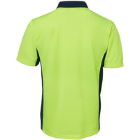 JB's Wear 6SPHS Hi Vis S/S Sport Polo - Back View | color:Lime/Navy|view:back