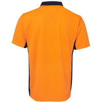 JB's Wear 6SPHS Hi Vis S/S Sport Polo - Back View | color:Orange/Navy|view:back