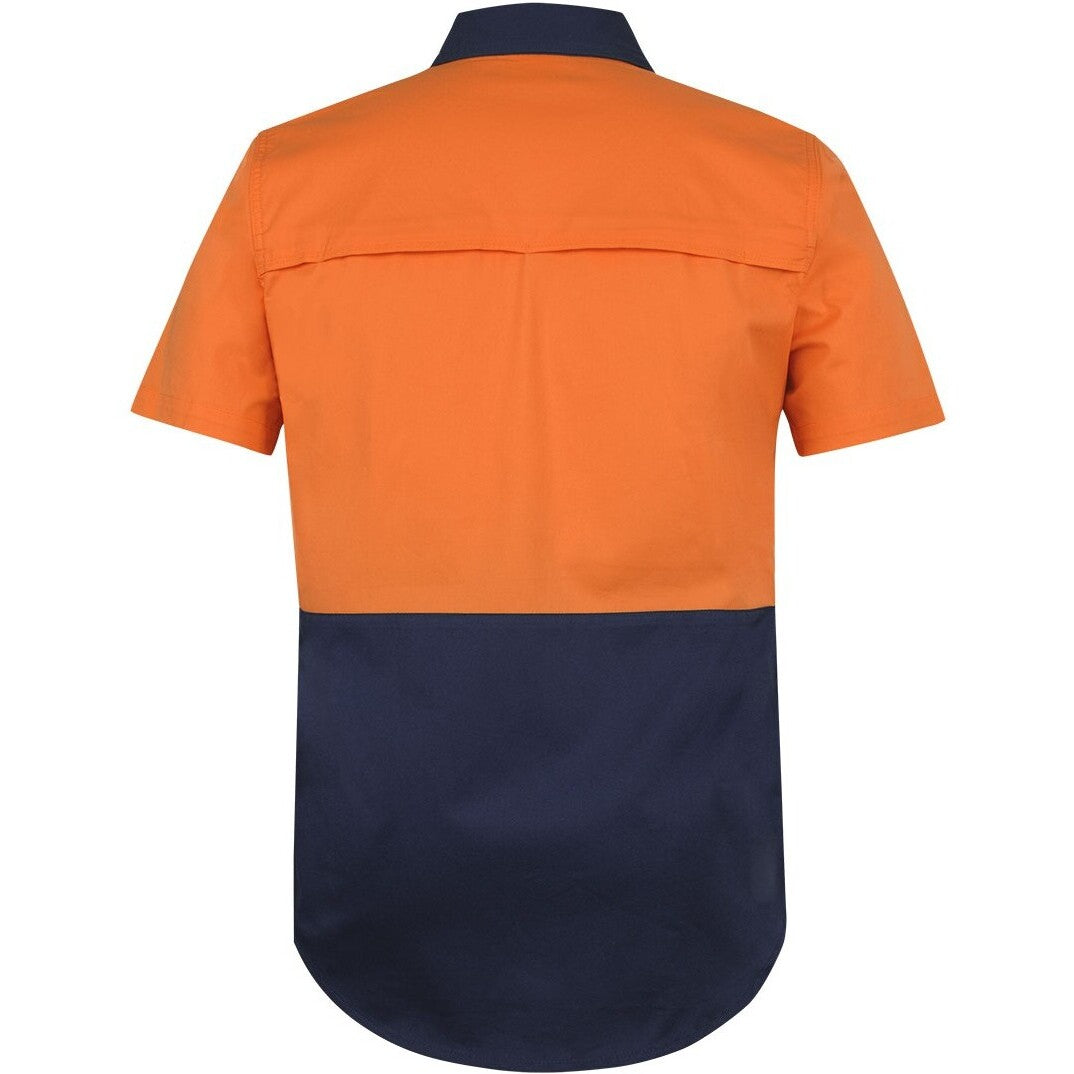JB's Wear 6HSWS Hi Vis S/S Stretch Work Shirt - Back View | color:Orange/Navy|view:back