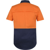 JB's Wear 6HSWS Hi Vis S/S Stretch Work Shirt - Back View | color:Orange/Navy|view:back