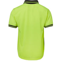JB's Wear 6HVPS Hi Vis S/S Traditional Polo - Back View | color:Lime/Black|view:back