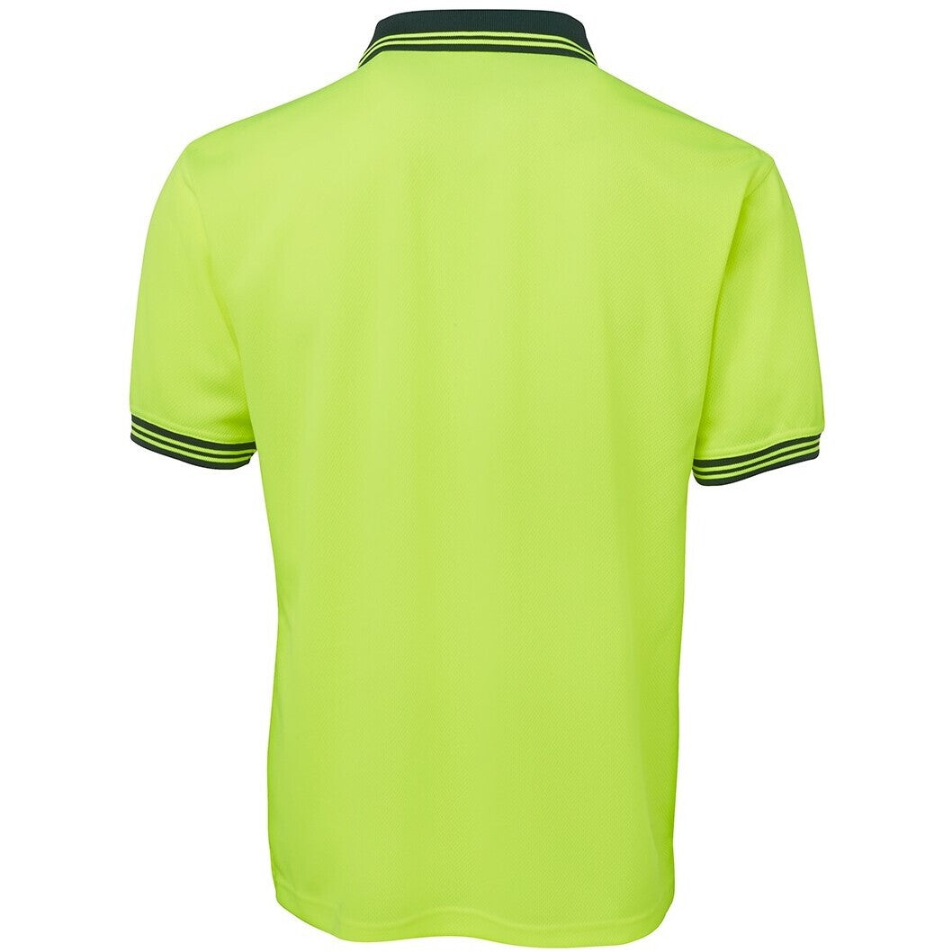 JB's Wear 6HVPS Hi Vis S/S Traditional Polo - Back View | color:Lime/Bottle|view:back