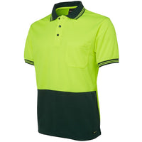 JB's Wear 6HVPS Hi Vis S/S Traditional Polo - Side View | color:Lime/Bottle|view:side