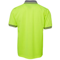 JB's Wear 6HVPS Hi Vis S/S Traditional Polo - Back View | color:Lime/Charcoal|view:back