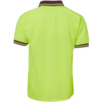 JB's Wear 6HVPS Hi Vis S/S Traditional Polo - Back View | color:Lime/Maroon|view:back