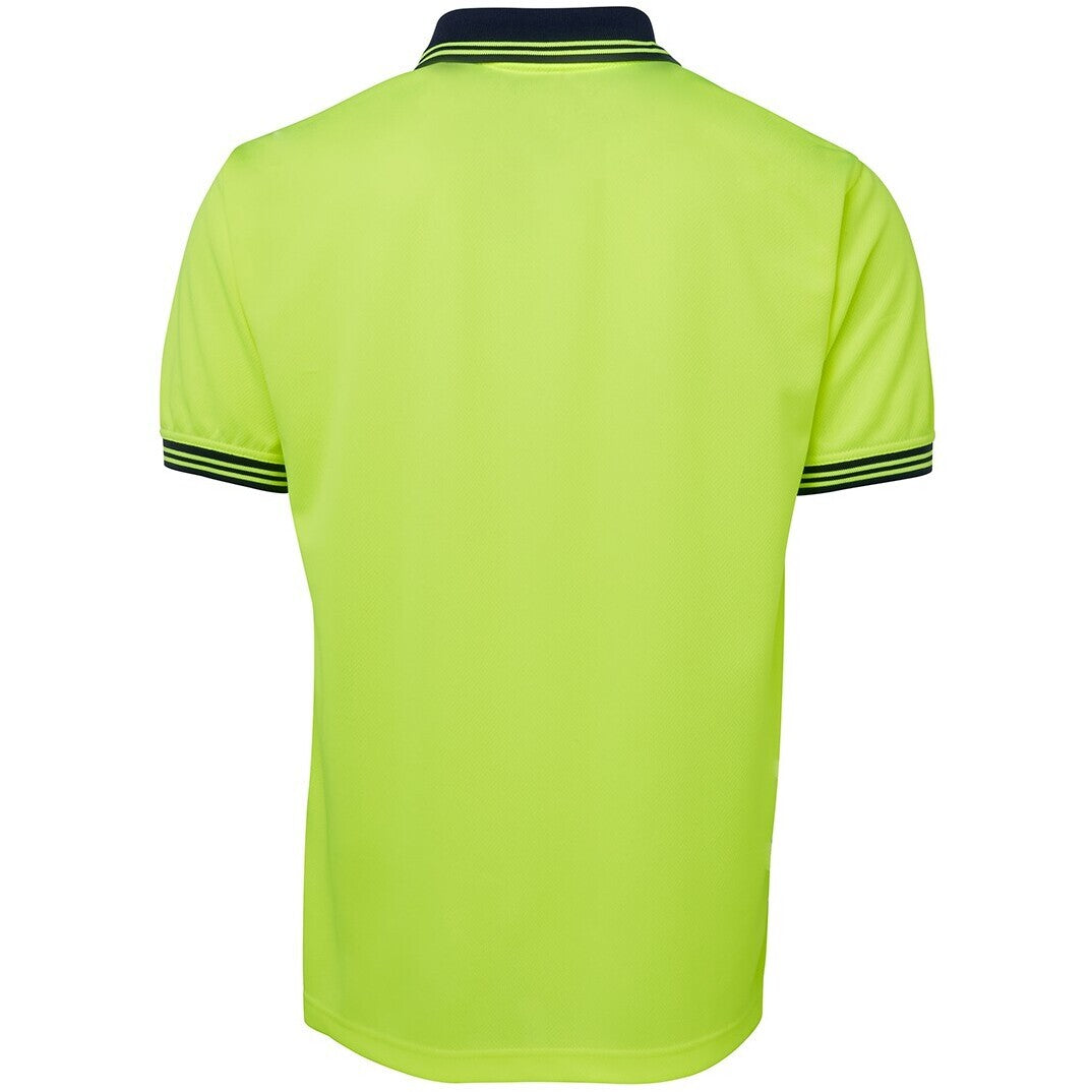 JB's Wear 6HVPS Hi Vis S/S Traditional Polo - Back View | color:Lime/Navy|view:back