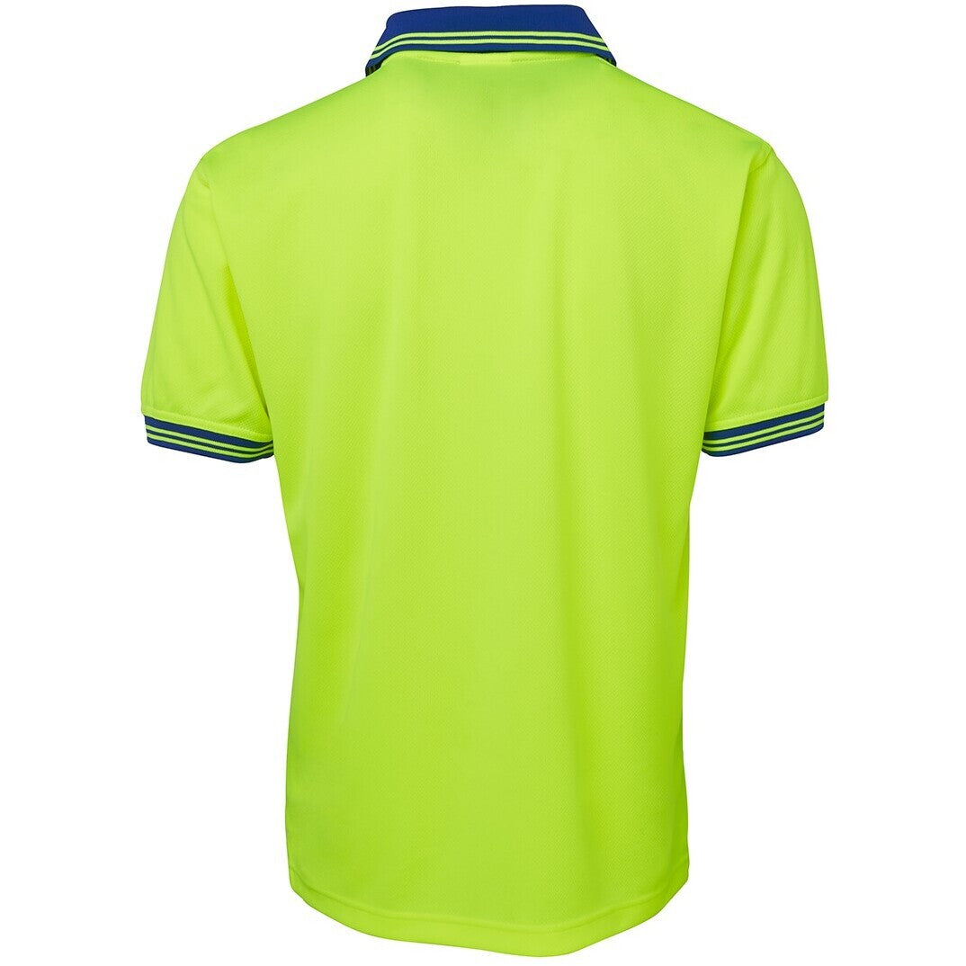 JB's Wear 6HVPS Hi Vis S/S Traditional Polo - Back View | color:Lime/Royal|view:back