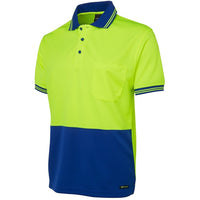 JB's Wear 6HVPS Hi Vis S/S Traditional Polo - Side View | color:Lime/Royal|view:side