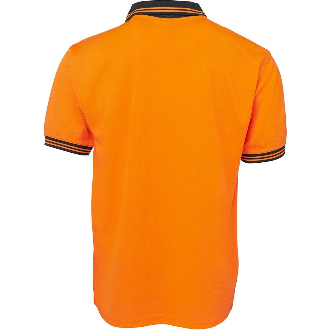 JB's Wear 6HVPS Hi Vis S/S Traditional Polo - Back View | color:Orange/Black|view:back