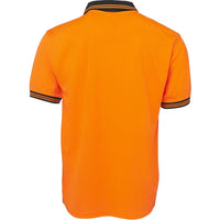 JB's Wear 6HVPS Hi Vis S/S Traditional Polo - Back View | color:Orange/Black|view:back