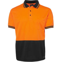 JB's Wear 6HVPS Hi Vis S/S Traditional Polo - Front View | color:Orange/Black|view:front