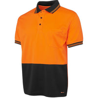 JB's Wear 6HVPS Hi Vis S/S Traditional Polo - Side View | color:Orange/Black|view:side