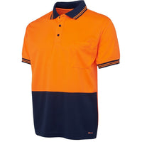 JB's Wear 6HVPS Hi Vis S/S Traditional Polo - Side View | color:Orange/Navy|view:side