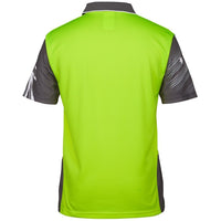 JB's Wear 6HSC Hi Vis Southern Cross Polo - Back View | color:Lime/Charcoal|view:back