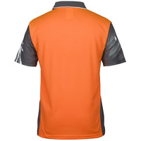 JB's Wear 6HSC Hi Vis Southern Cross Polo - Back View | color:Orange/Charcoal|view:back