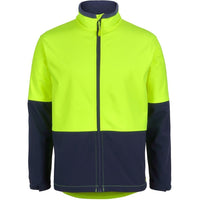 JB's Wear 6HRJ Hi Vis Three Layer Softshell Jacket - Front View | color:Lime/Navy|view:front