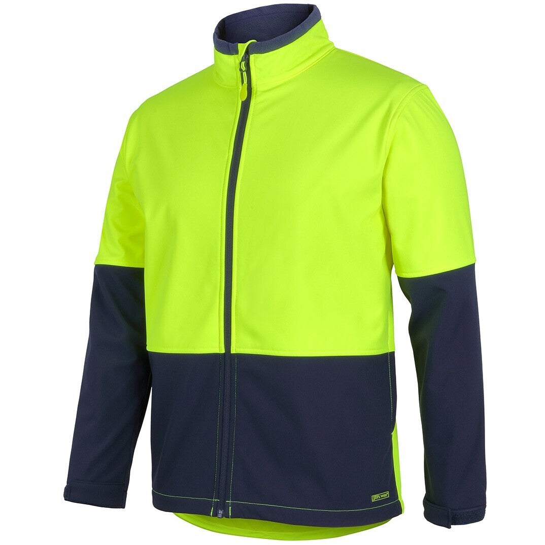 JB's Wear 6HRJ Hi Vis Three Layer Softshell Jacket - Side View | color:Lime/Navy|view:side