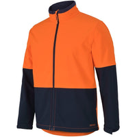 JB's Wear 6HRJ Hi Vis Three Layer Softshell Jacket - Side View | color:Orange/Navy|view:side
