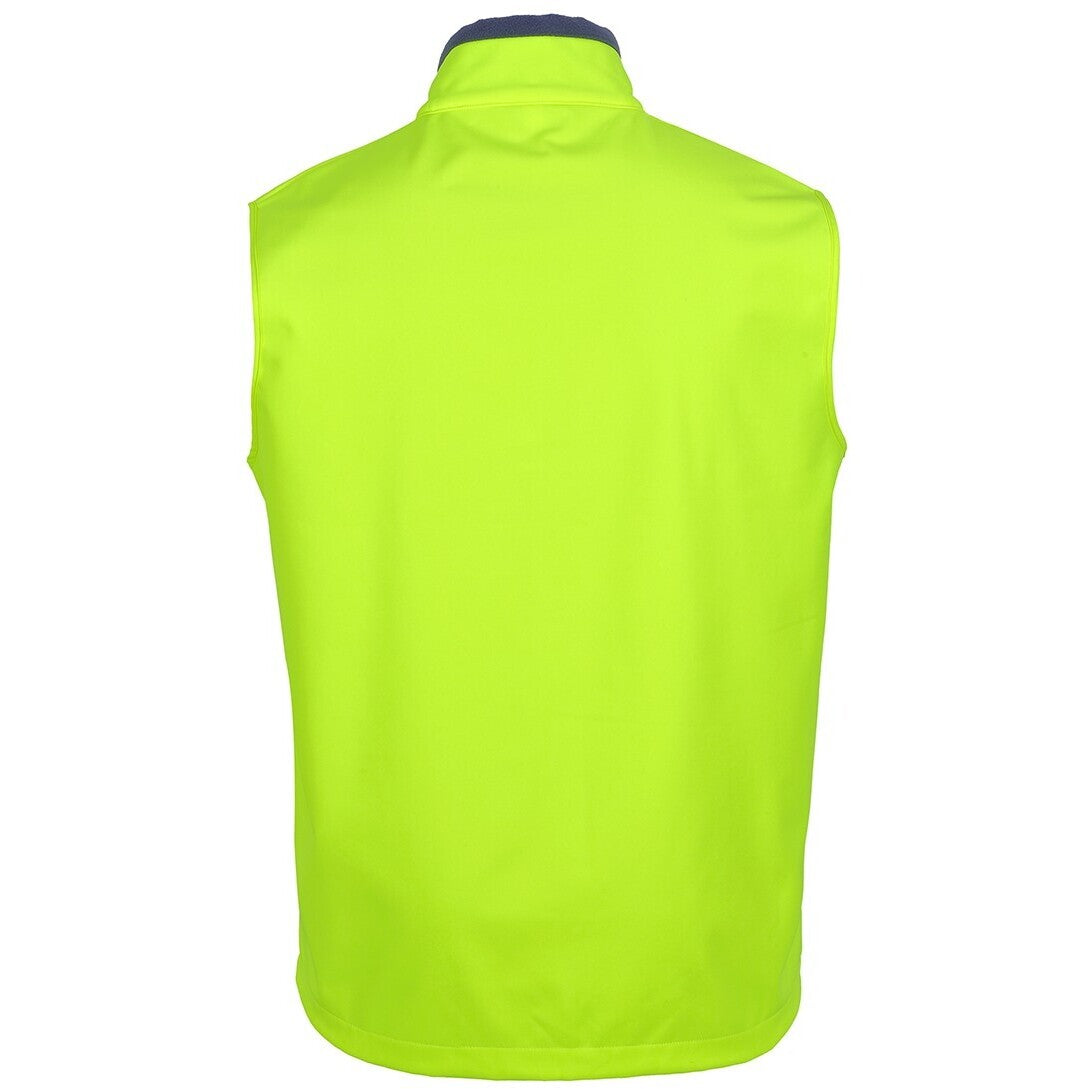 JB's Wear 6HWV Hi Vis Three Layer Softshell Vest - Back View | color:Lime/Navy|view:back