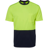 JB's Wear 6HVT Hi Vis Trad T-Shirt - Front View | color:Lime/Navy|view:front