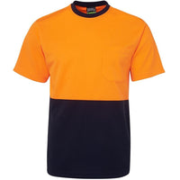 JB's Wear 6HVT Hi Vis Trad T-Shirt - Front View | color:Orange/Navy|view:front