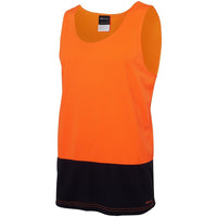 JB's Wear 6HTS Hi Vis Traditional Singlet - Side View | color:Orange/Navy|view:side