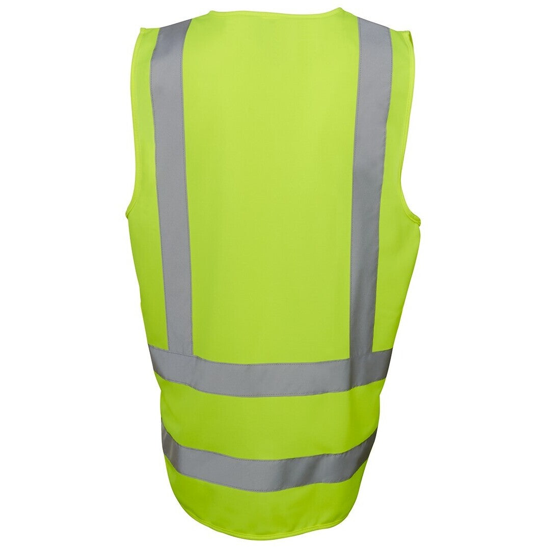 JB's Wear 6DNDV Hi Vis Zip Drop Tail H Pattern (D+N) Vest - Back View | color:Lime|view:back