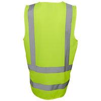 JB's Wear 6DNDV Hi Vis Zip Drop Tail H Pattern (D+N) Vest - Back View | color:Lime|view:back