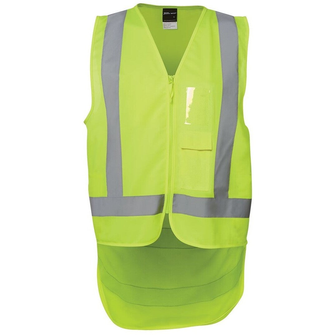 JB's Wear 6DNDV Hi Vis Zip Drop Tail H Pattern (D+N) Vest - Front View | color:Lime|view:front