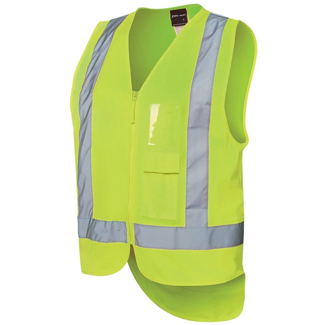 JB's Wear 6DNDV Hi Vis Zip Drop Tail H Pattern (D+N) Vest - Side View | color:Lime|view:side