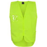 JB's Wear 6HVSW Hi Vis Zip Drop Tail Safety Vest - Front View | color:Lime|view:front