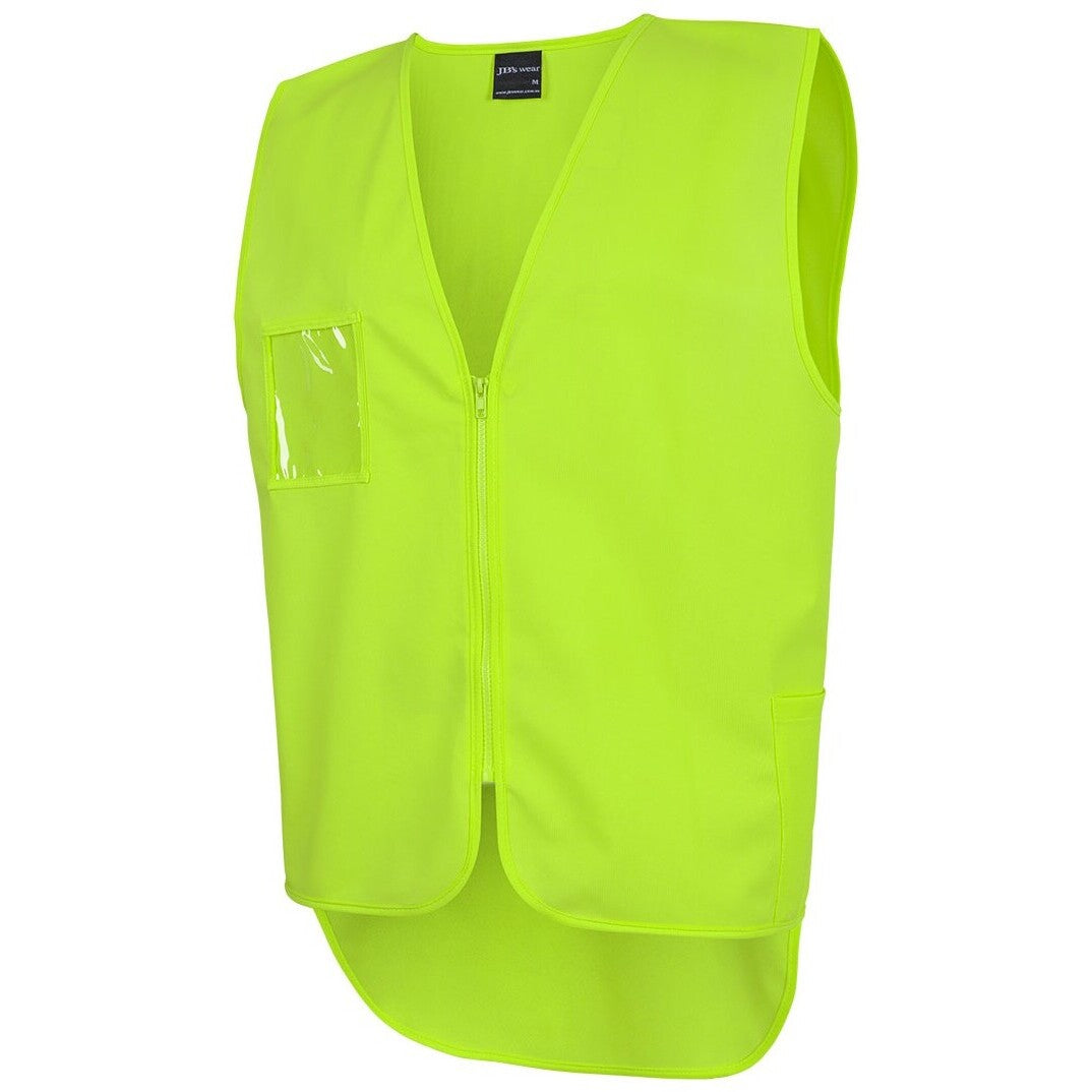 JB's Wear 6HVSW Hi Vis Zip Drop Tail Safety Vest - Side View | color:Lime|view:side